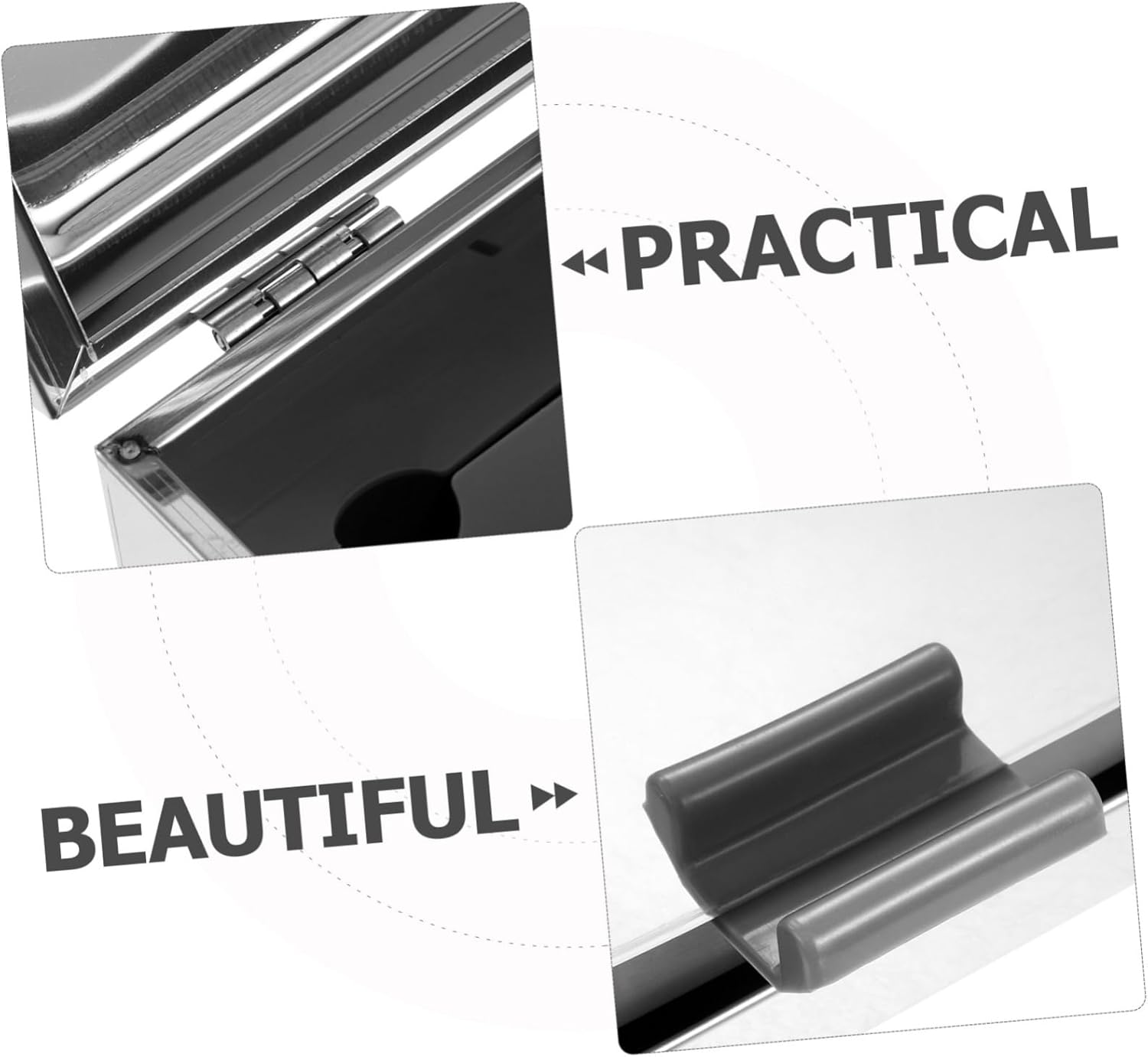 Ciieeo Automatic Press Straw Dispenser and Chopstick Holder Large Capacity Stainless Steel Storage Box for Restaurant Multi-functional Cutlery Organizer Lid