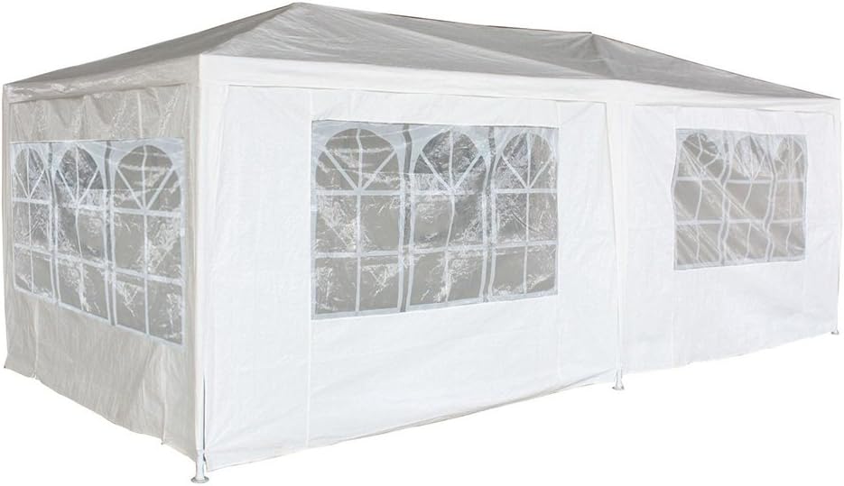 Outdoor PE Garden Gazebo Marquee Canopy Party Wedding Tent Marquee 3 x 6m or 3x9m (3X6, White)