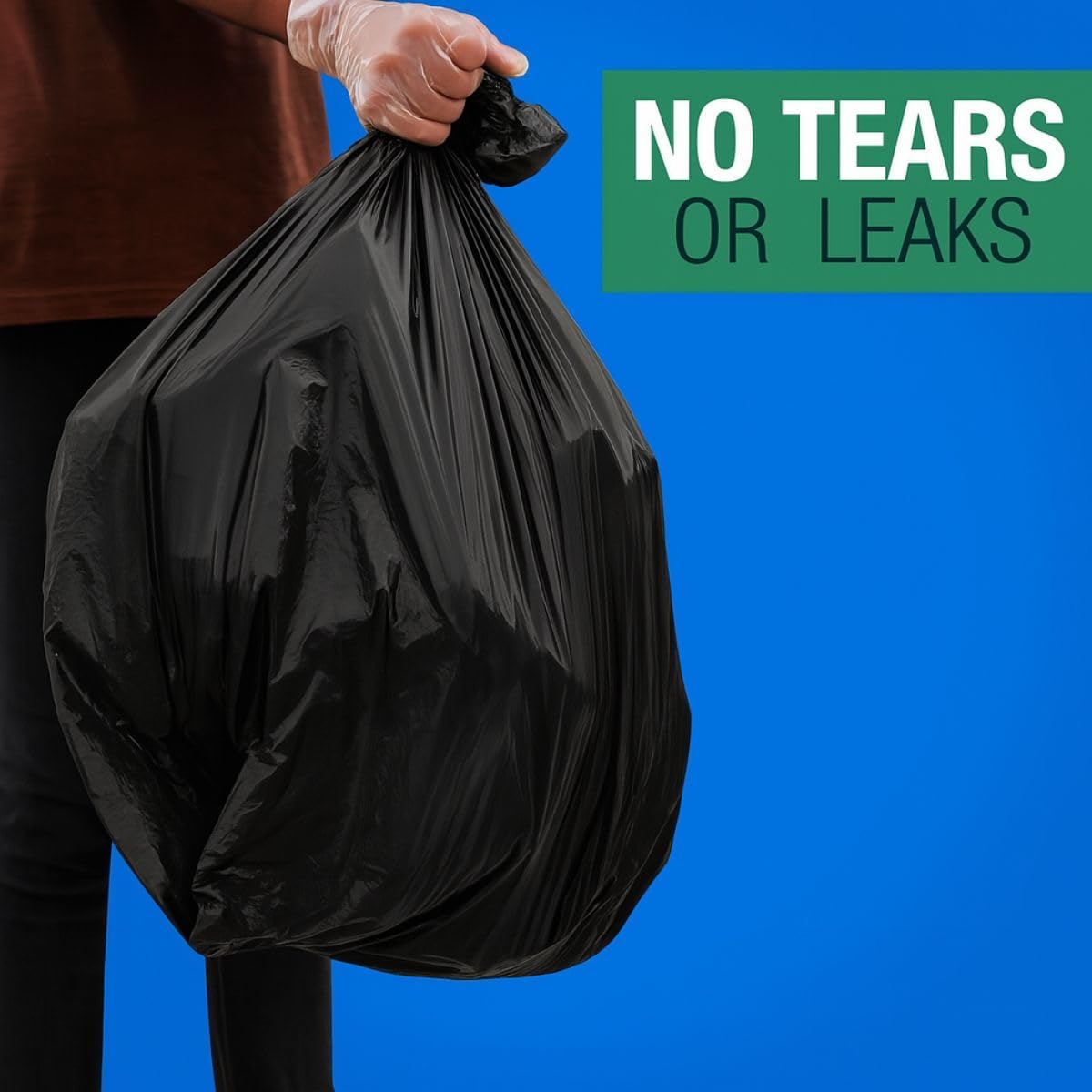 40–45 Gallon Trash Bags 40 x 46 Inch – 1.5 Mil Heavy Duty Black Garbage Bags, 100 Count – Large Can Liners for Commercial, Contractor, and Cleanup Use