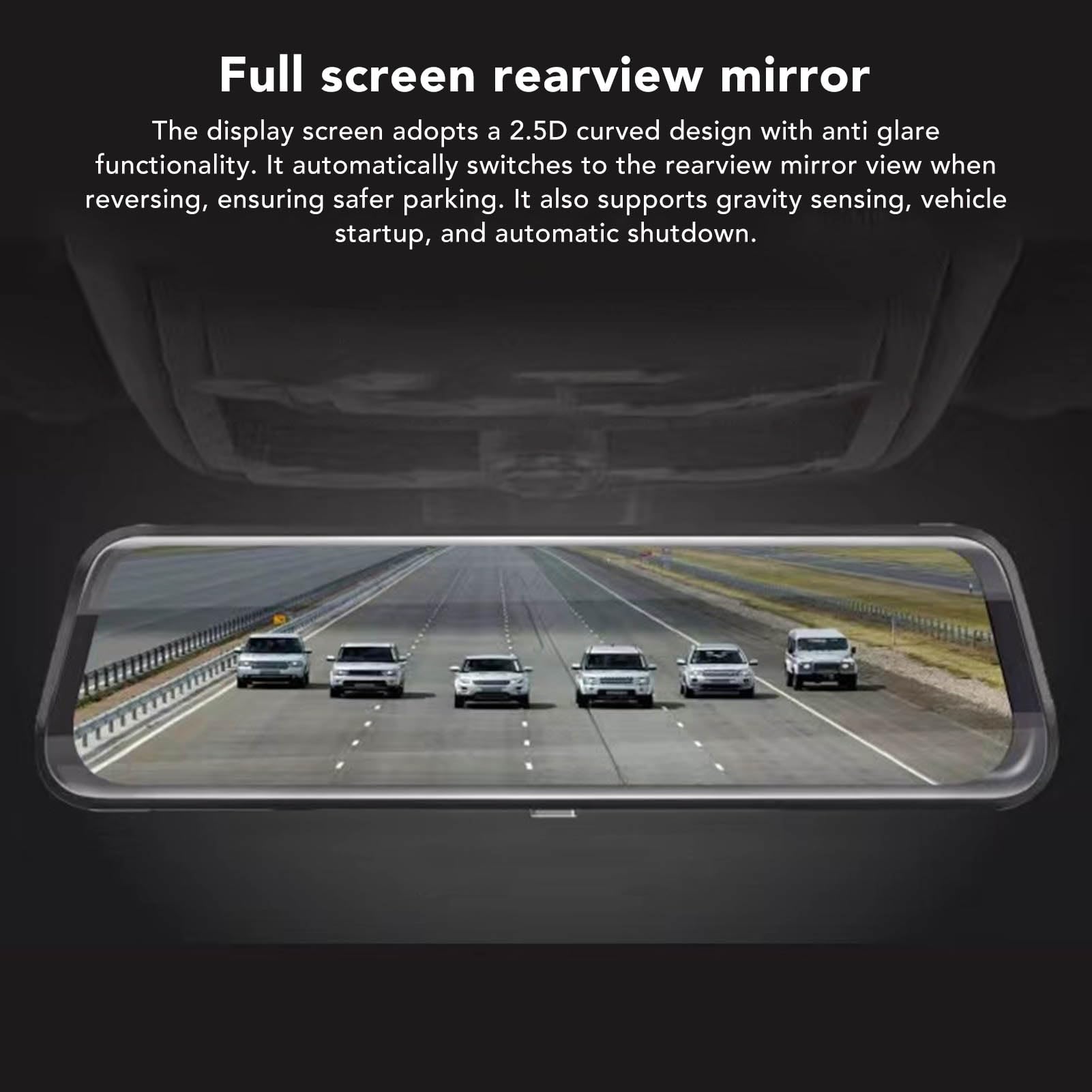 Dash Cam con Specchio da 9,66 Pollici Telecamera per Specchietto Retrovisore Anteriore e Posteriore, Doppia Fotocamera Anteriore e Posteriore Touch Screen, Fotocamera di Backup
