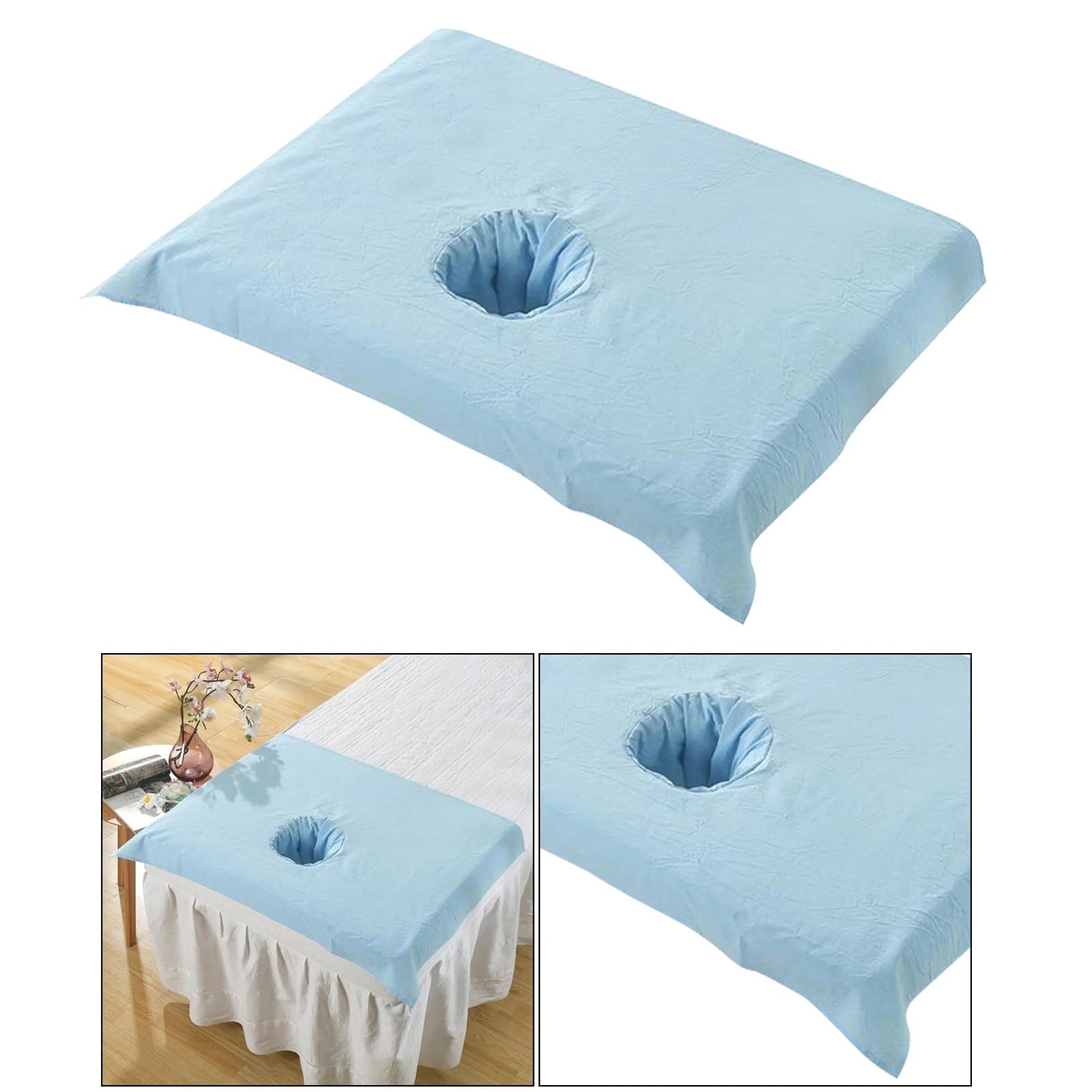 Sabanas Camilla Masaje Sábana de algodón puro for mesa masajes, toalla con orificio for la cara, 50 x 70 cm, funda almohada antiaceite for salón(Khaki)