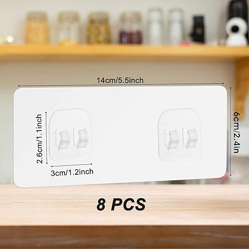 Miniatura 2 de Prasacco 8 ganchos de pared adhesivos acrílicos de doble garra para ducha, cocina, baño