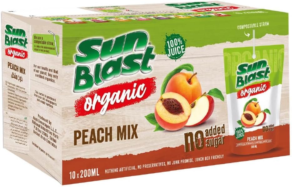 Pro | Sun Blast Peach Mix Natural Organic Pure Juice, 200ml - Pack of 10 2026
