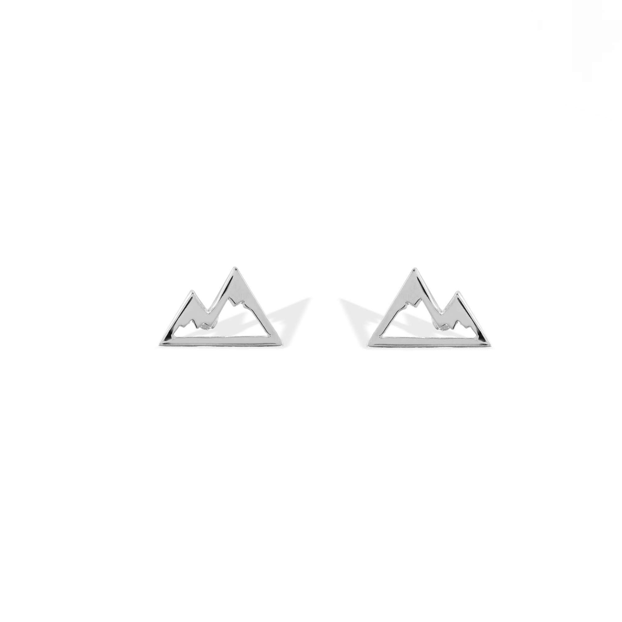 Jewelry Sterling Silver Snow-Cappped Mountain Stud Earrings