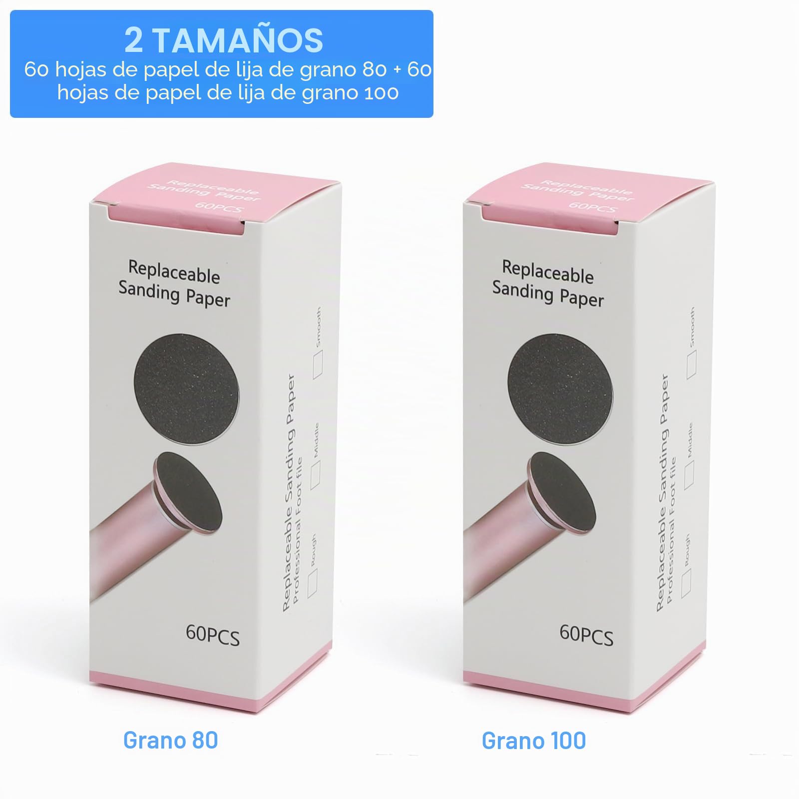 120 Discos Abrasivos Pies, Repuestos Papeles De Lija Pies con Grano 80 100, Recambios Papel De Lija Pies, Escofinas Para Pies Para Piel Seca, Juego de Pedicura para uso DoméStico, Salón