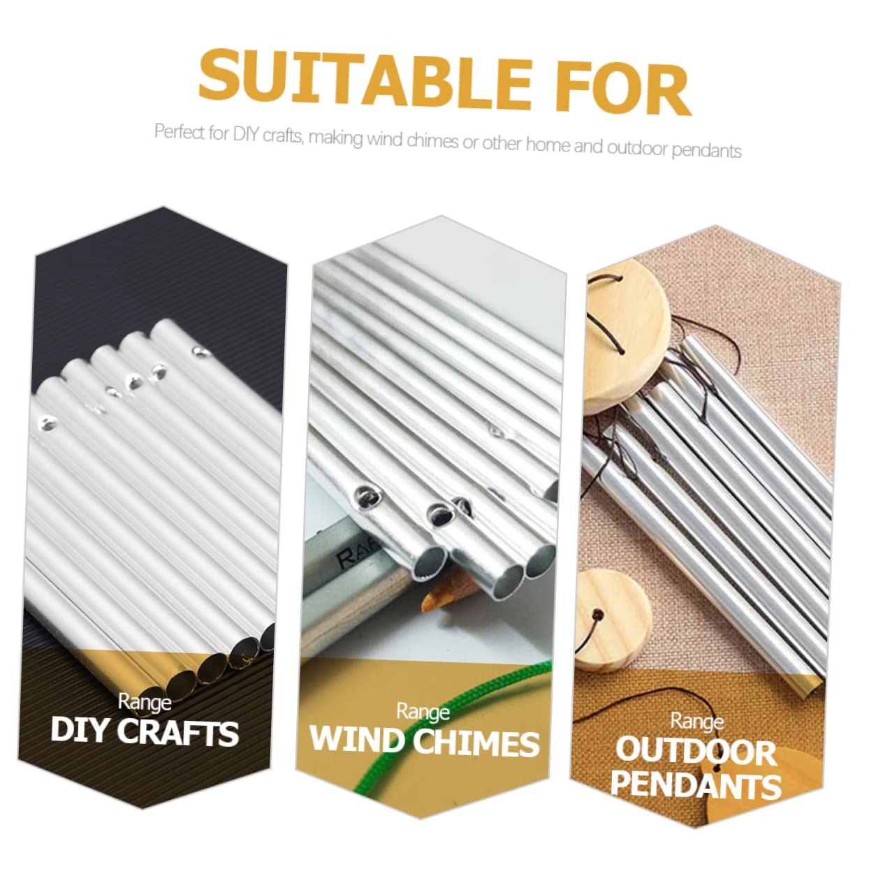 YARNOW 48pièces Tubes pour Bricolage De Carillons à Vent Matériaux pour Décoration Extérieure