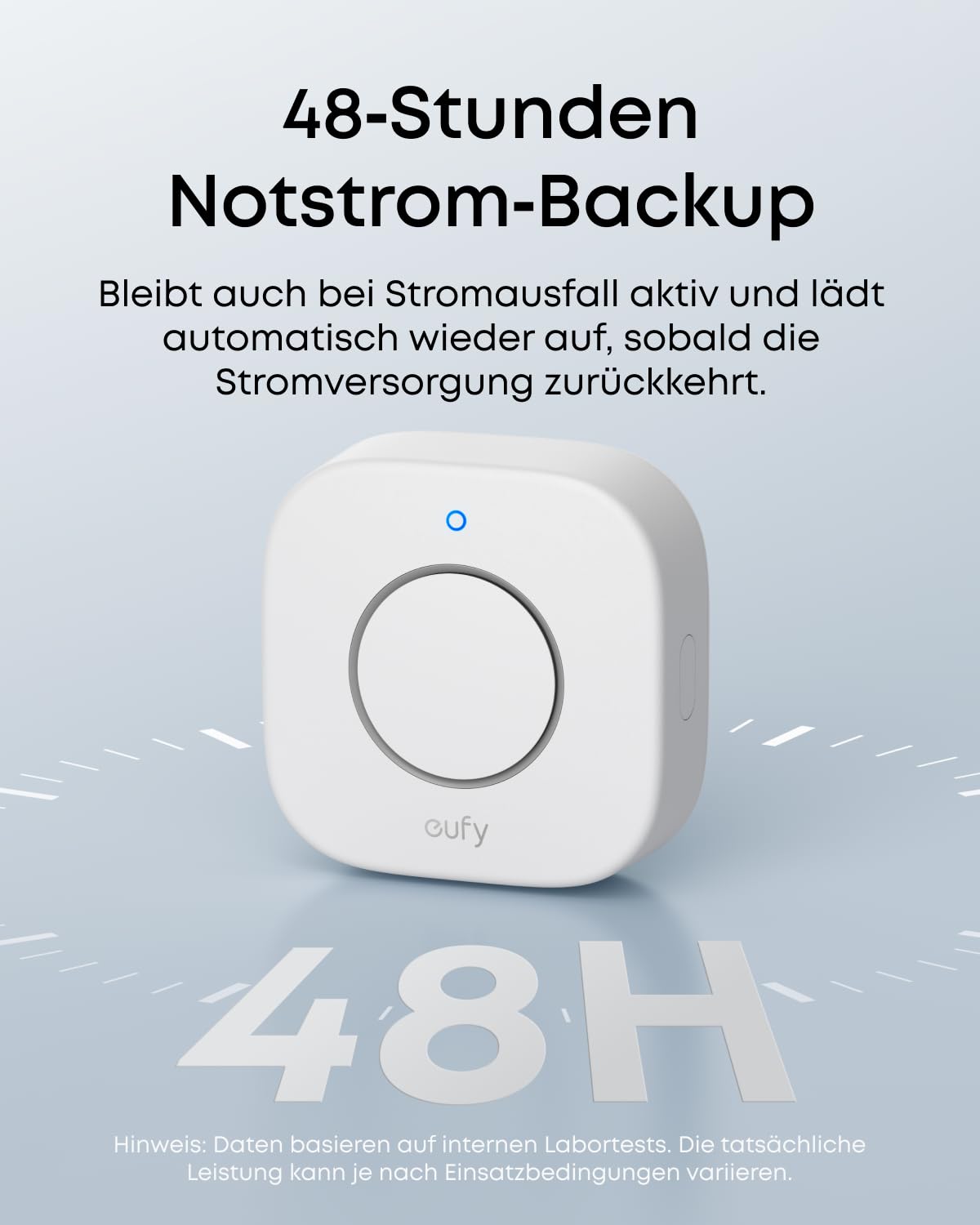 eufy Innensirene E20, 110dB Alarm, Notfall-Akku, große Reichweite, Flexible Montage, benötigt HomeBase 2, 3, Mini oder Pro (EU-Version)