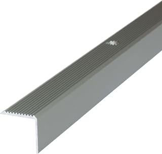 Treppenkantenprofil Aluminium Champagner 200cm 30x30mm, zum Schrauben, Alu Winkelprofil, Stufenkantenprofil, Treppenkantenschutz, L Form Bodenprofil, Treppenwinkel Außenbereich