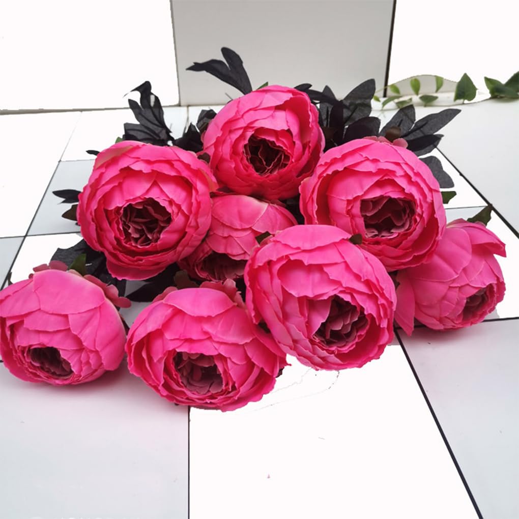 Künstliche Pfingstrosen aus Seide, für Innen- und Außenbereich, Pfingstrosen, künstliche Blumen, Hochzeit, künstlich, Blumenstrauß, Zhizhi-Beeren, 3 Sets