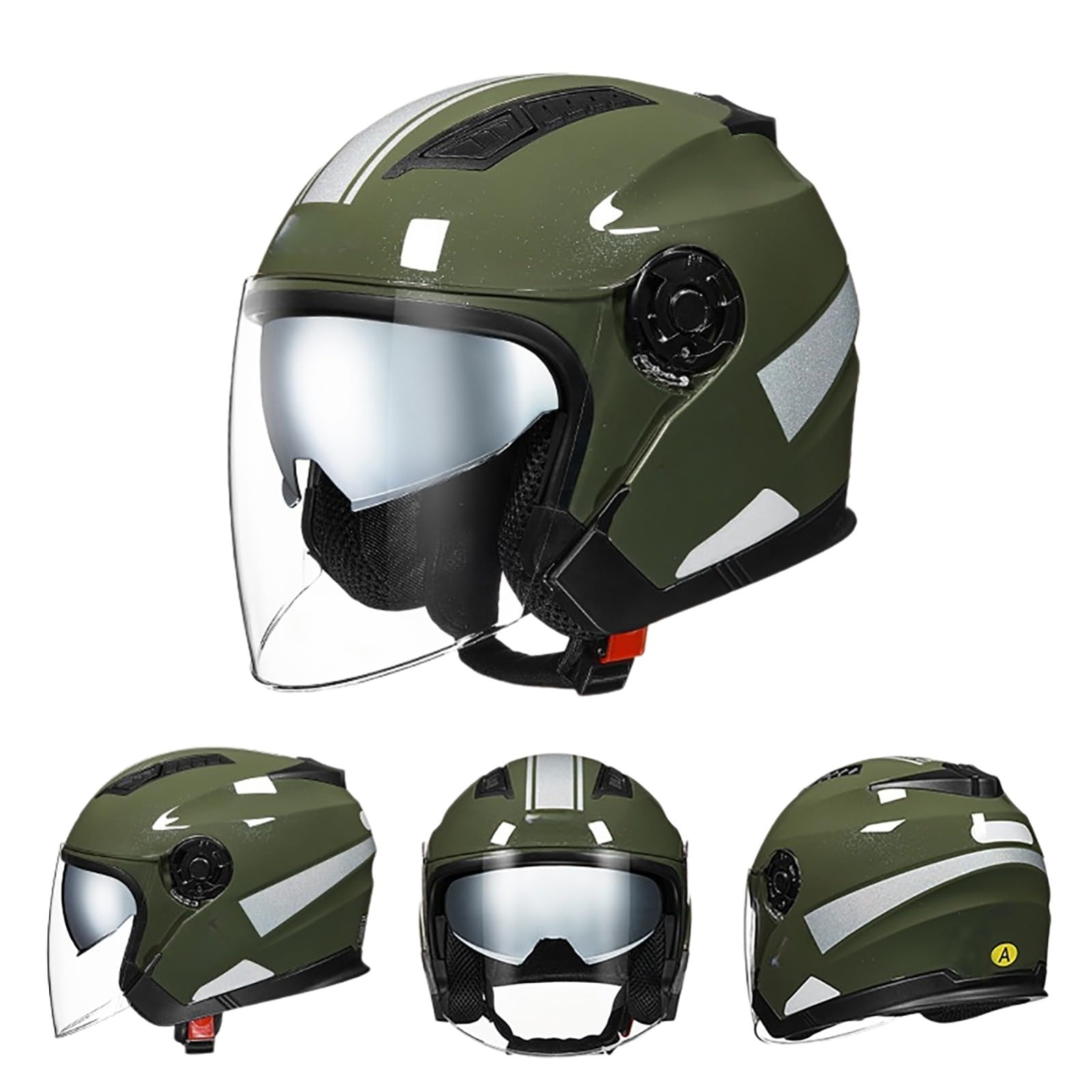 Casco Abierto para Motocicleta con Doble Visera, Homologado ECE 2205, Casco Jet para Scooter, Cruiser Y Ciclomotor, Casco para Motocicleta De Calle para Hombres Y Mujeres Adultos