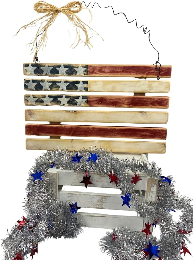 Rustic Wood Door Flag, 4th Of July Pallet Flag, Patriotic Wood Flag Decoration, Distressed Wooden Fourth Flag, Americana Door Decor, USA