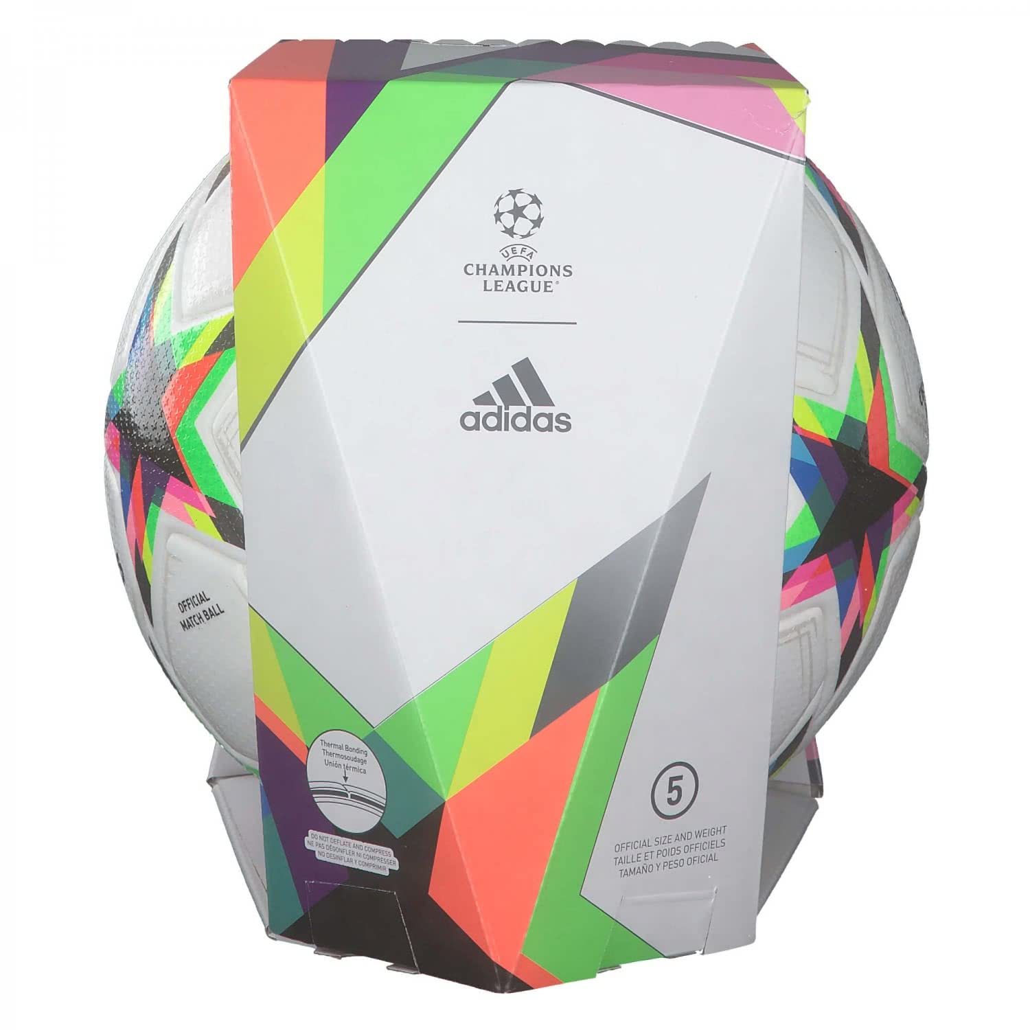 adidas Champions League UCL Pro 2022-2023, Balón, White-Silver Metallic-Bright Cyan