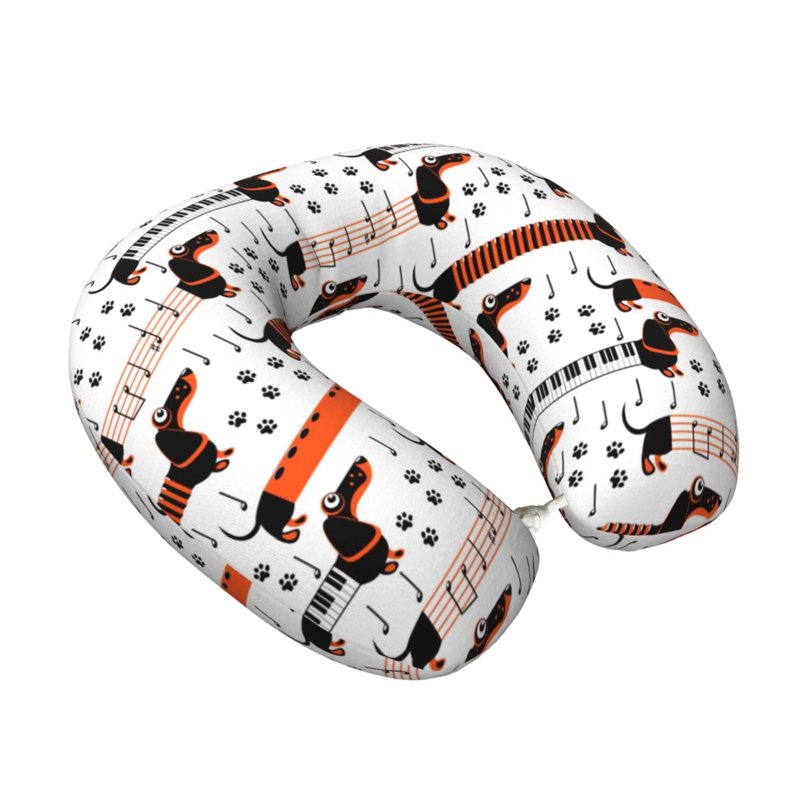 LKYMOH Dachshund Dogs In Form Musical, Travel Neck Pillow U-Shaped Memory Neck Support Soft Comfortable With Washable Cover For Airplane Car Traveling and Office