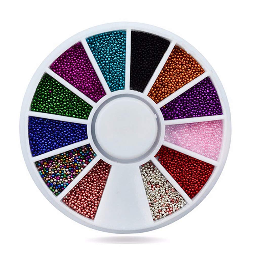 Nail Beads Charms Nail Art Tiny Steel Caviar Beads Mix Size 3D Design Manicure Jewelry Rose Gold Silver Black DIY Decoration Wheel