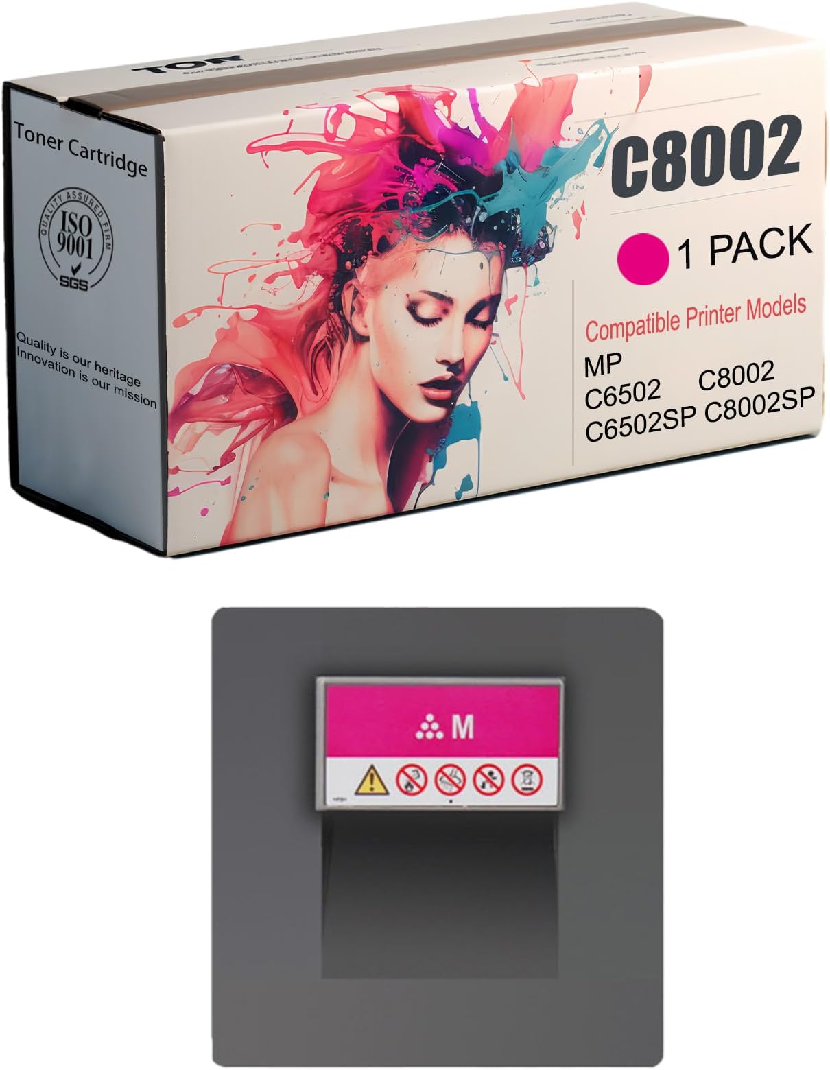 MYNVYC8002 Toner Cartridge Replacement for Ricoh 842083 842084 842085 842086, Perfectly Compatible for Ricoh MP C6502 C8002 C6502SP C8002SP Printer | High Print 41000 Pages (Magenta 1Pack)