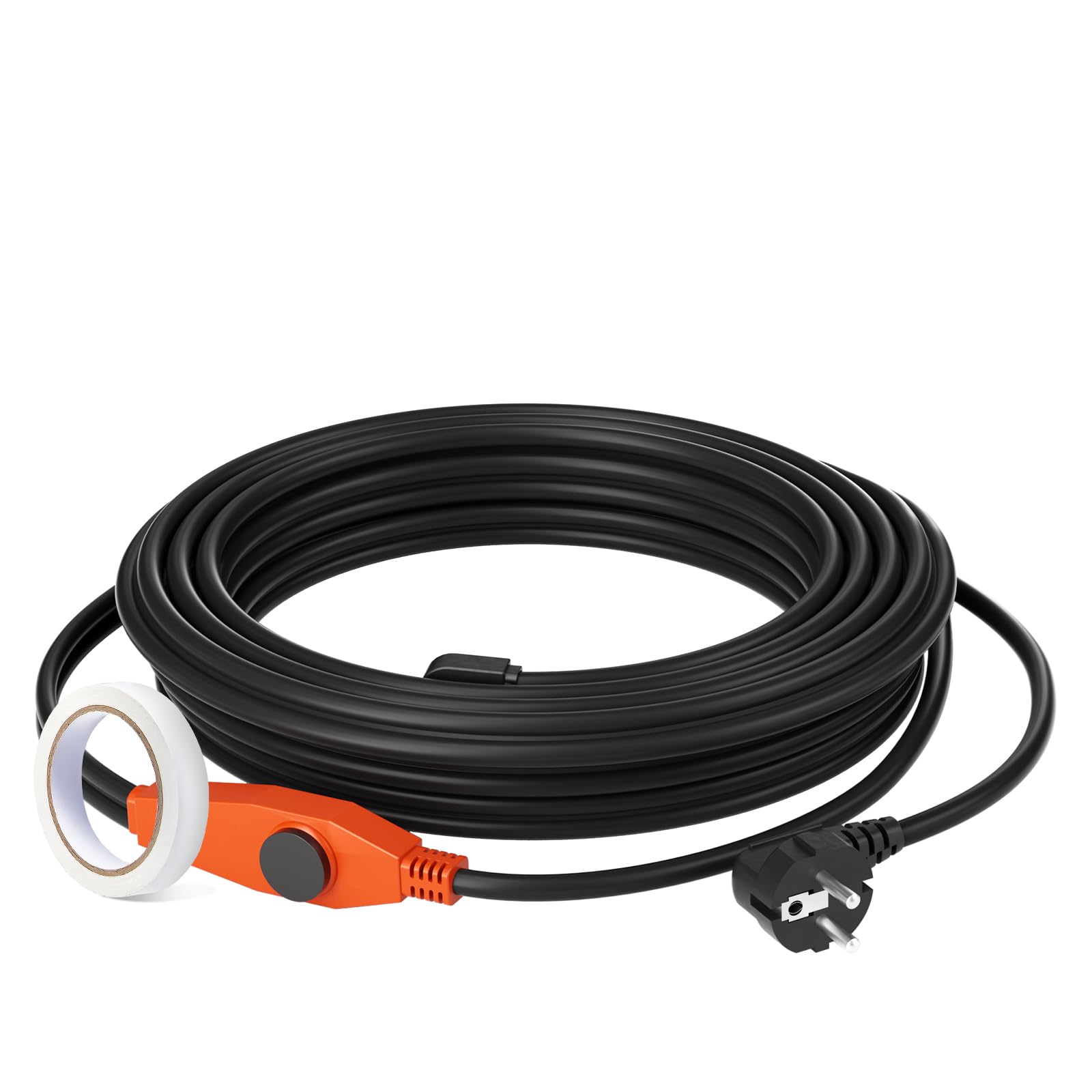VEVOR Verwarmingskabel voor buizen lengte 25 m 23 W/m voor buizen met geïntegreerde thermostaat, verwarmingskabel voor waterleidingen, bescherming van pvc-buizen, metalen en kunststof buizen tegen