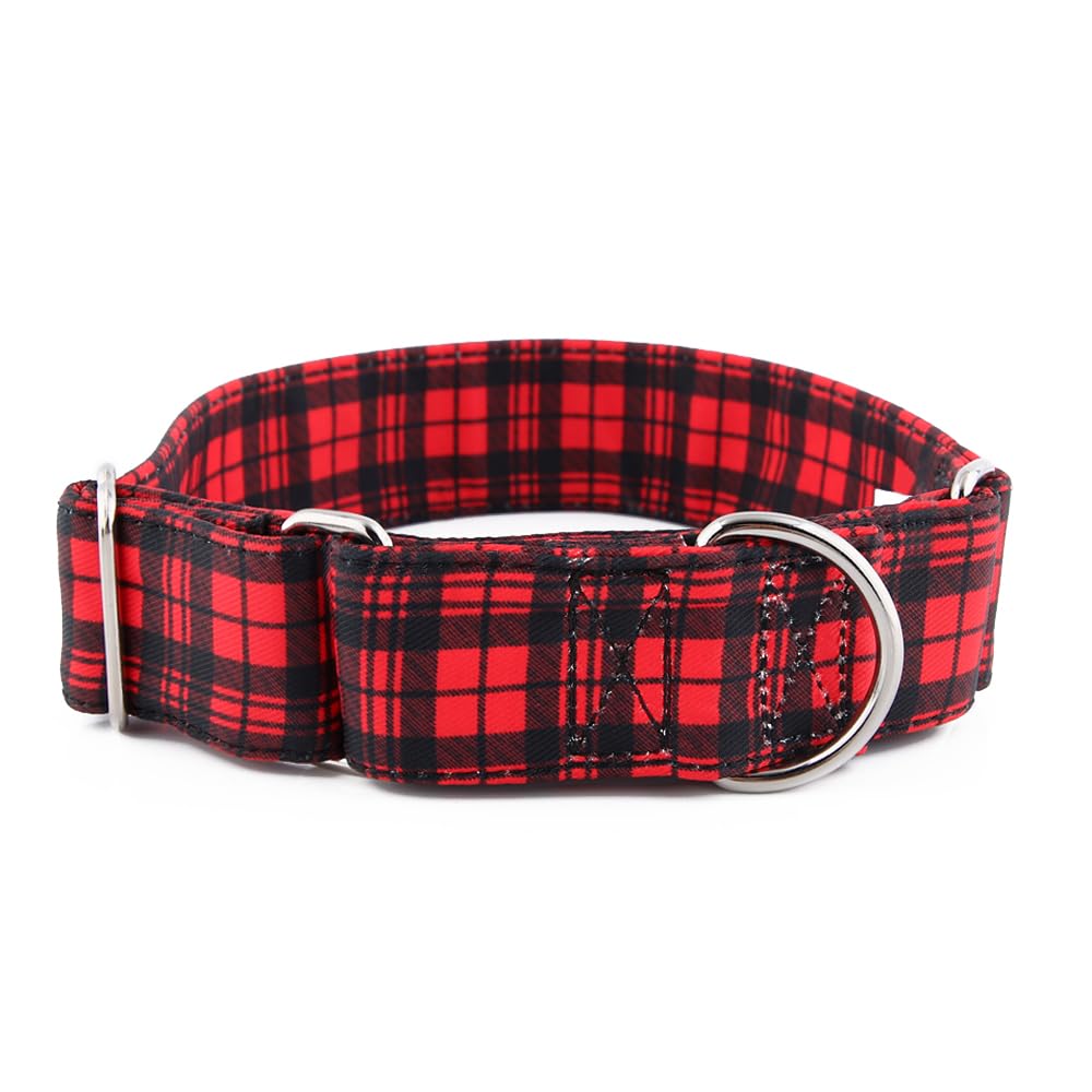 Snootiful Hound Padded Martingale Collar, Red Tartan Check, Ideal for Greyhounds Whippets - Image 2