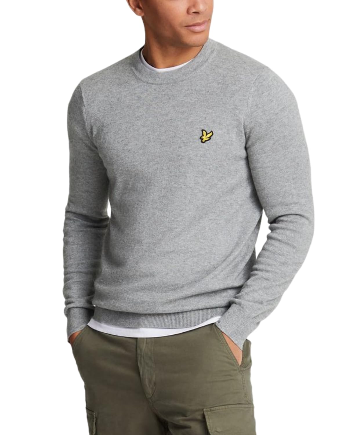 Lyle & Scott Men's Mid Grey Marl Cotton Merino Crew Neck Sweater - M