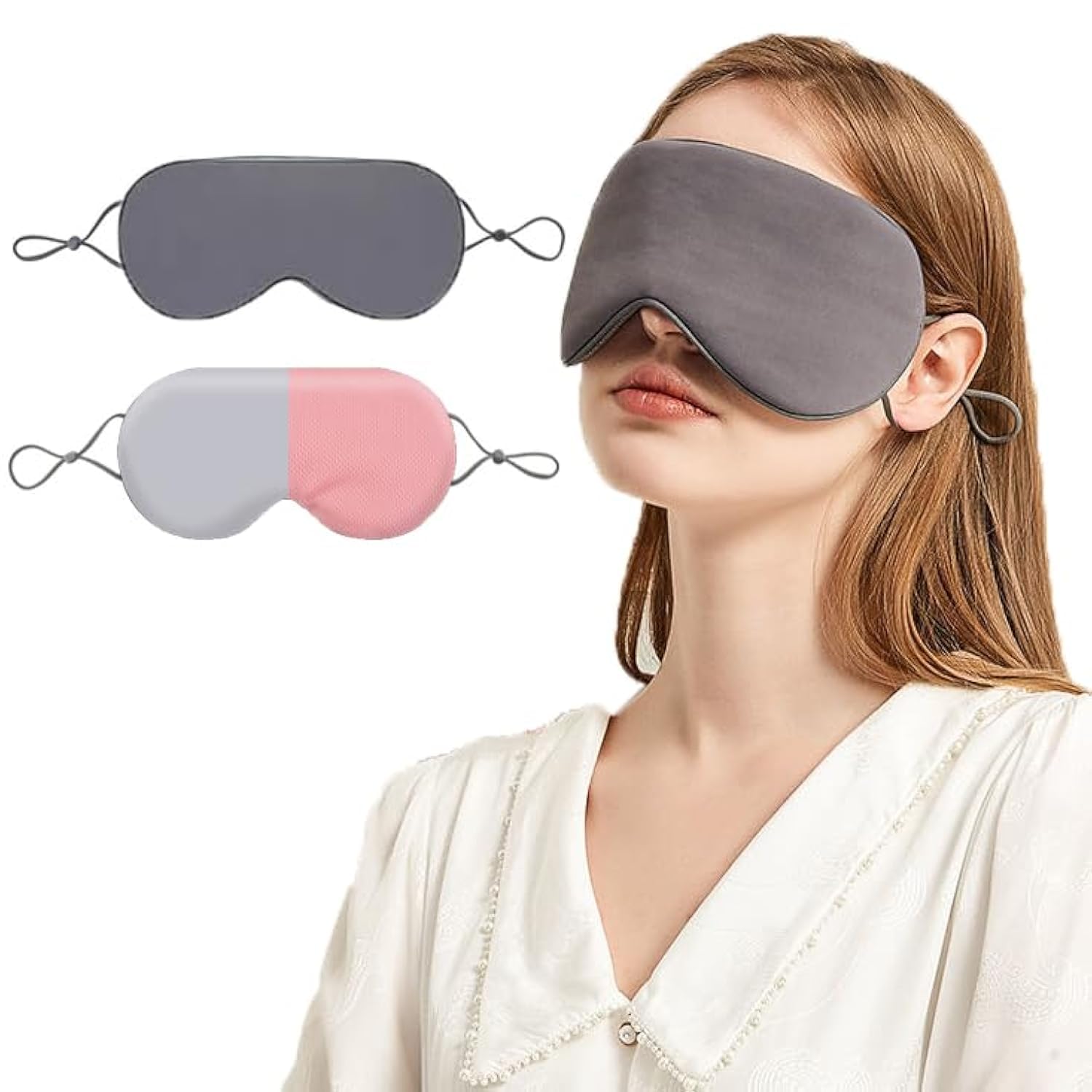 2Pack Sleep Mask, Eye Mask, Sleeping Mask with Adjustable Strap Shade Cover Double-Sided W...