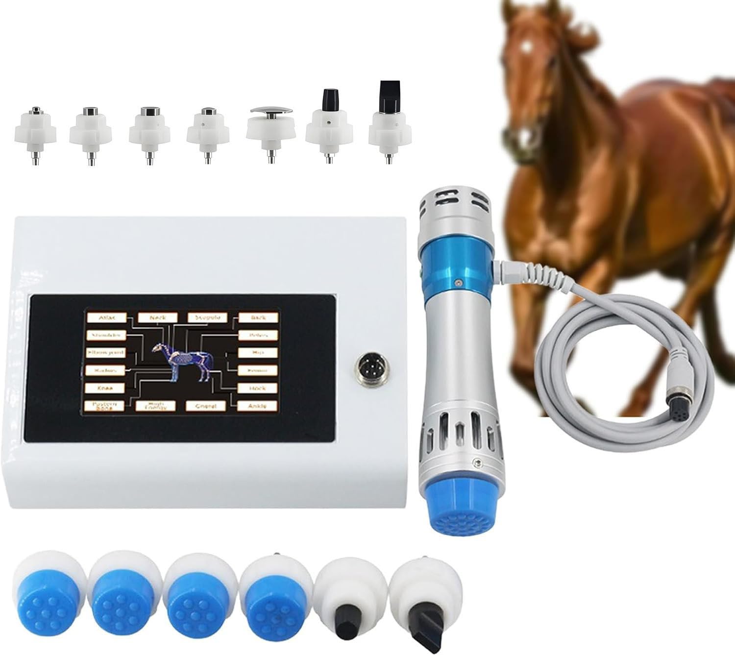 LjlXanthiper Extracorporeal Shockwave Device,Portable Animal Joint Shock Wave Therapy Device,Portable Animal Joint Shock Wave Therapy Device,With 7 Heads,For Animals Head Neck Back Legs