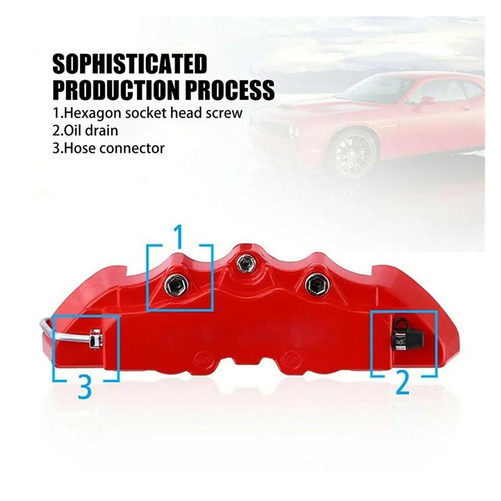 Copertura per Pinza Freno Auto Copri pinze freno rosse stile 3D universali per auto, kit anteriori e posteriori per dischi, parti per freni automobilistici Copri pinza