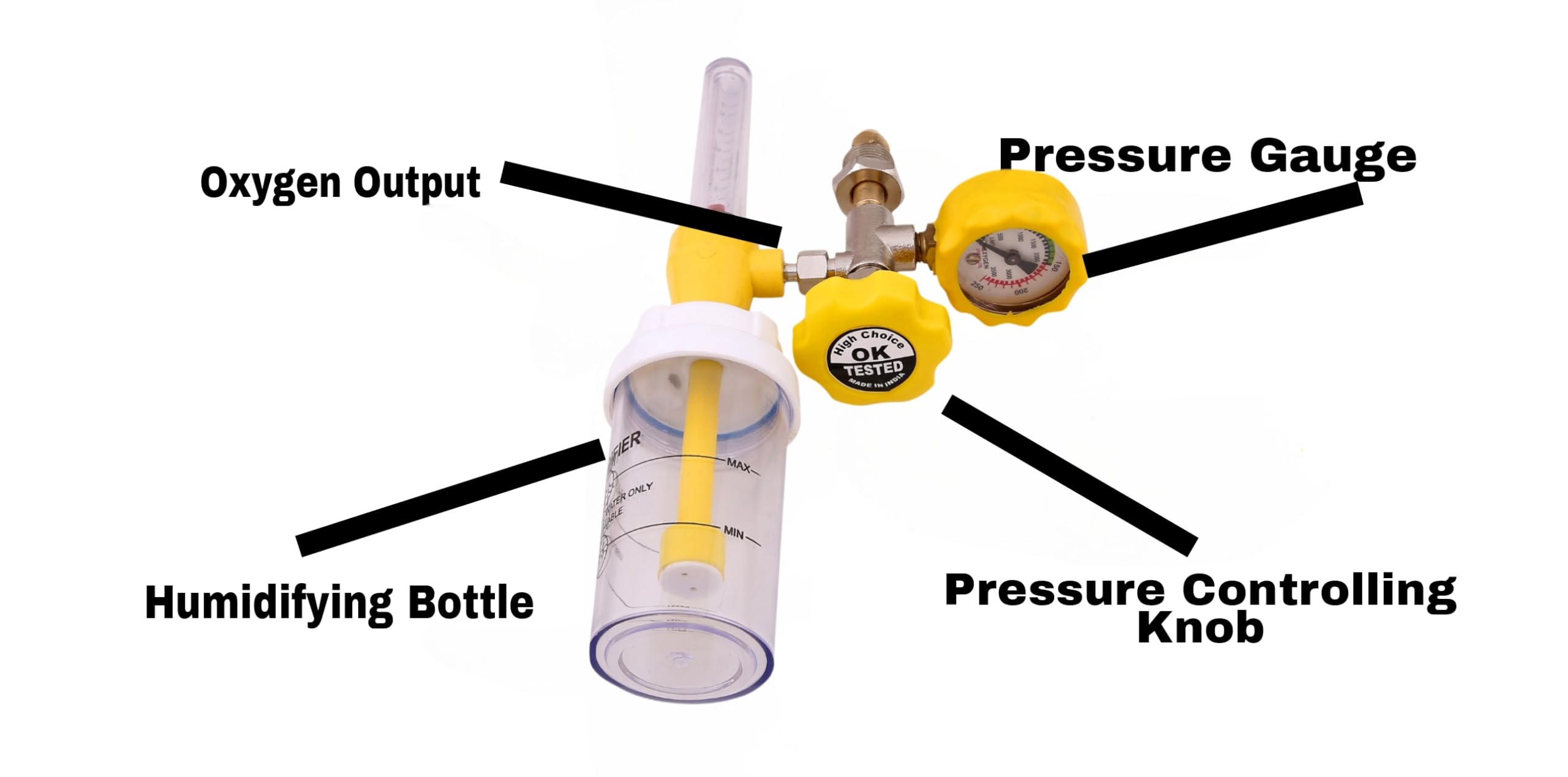 Amaan Oxygen Flow Meter With Humidifier Bottle || Flowmeter For Oxygen Cylinder Humidifier Bottle o2 Regulator || Oxygen Flow Meter With Fine Adjustment Valve - Image 6 thumbnail