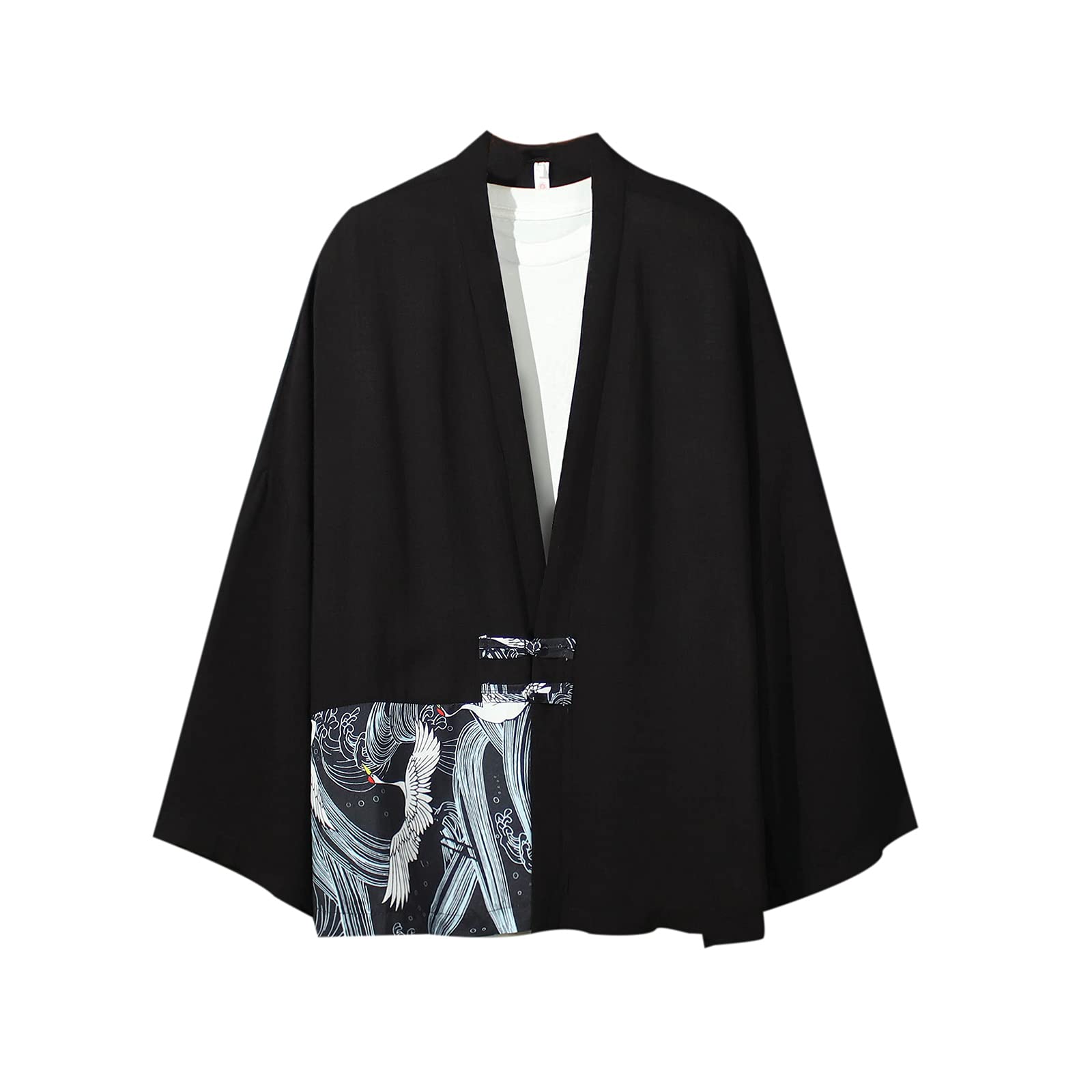 GURUNVANI Camisa de manga 3/4 para hombre, kimono japonés, Harajuku, camisa hawaiana, camisas de verano