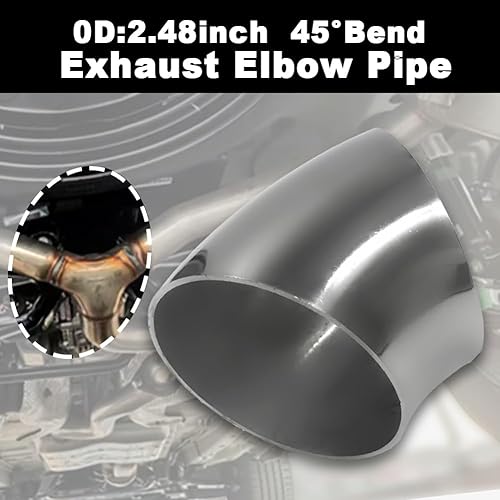 Miniatura 2 de Tubo de codo de escape de 2.5 pulgadas de diámetro exterior de 45 grados (codo doblado de mandril) SS304 de acero inoxidable apto para codo de