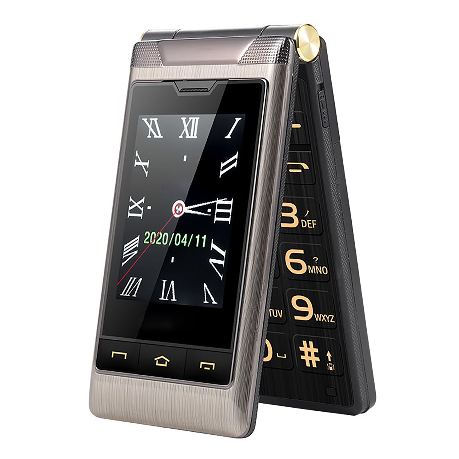 Urządzenie Zapasowe Dla Osób Starszych/dzieci, Klasyczny Telefon Z Klapką, Obsługa Dwóch Kart SIM, Ekran 2,8 Cala + 2,4 Cala, Z Przyciskiem SOS/baterią 1200 MAh,Grey