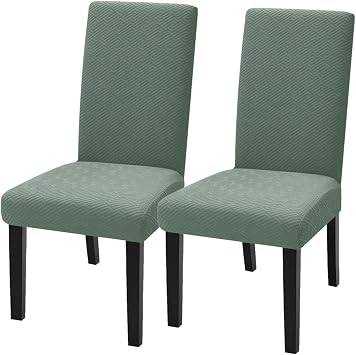 YEMYHOM 2 Packs Latest Pattern Dining Chair Slipcover Parsons Chair Furniture Protector Stretch Chair Covers for Dining Room, Restaurant, Kitchen, Party Pea Green
