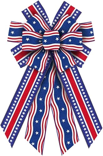 Miniatura 6 de Threetols Arcos patrióticos grandes para corona, lazos patrióticos para corona del día del trabajo, lazos de arpillera para el día de los veteranos,
