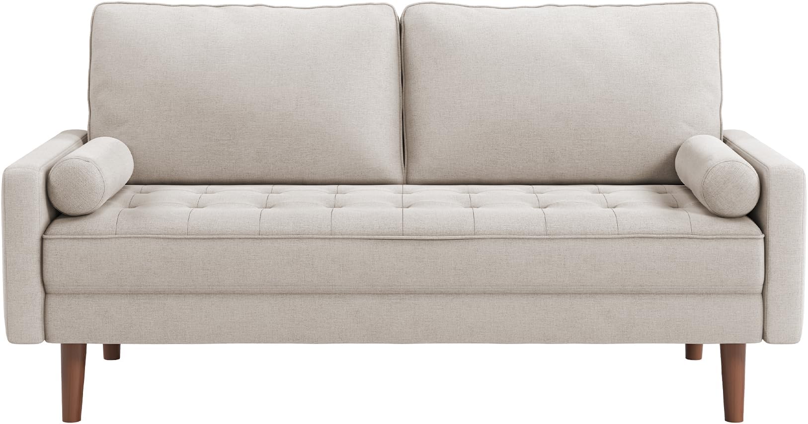 Vesgantti 2 Seater Sofa, 68 inch Fabric Couches for Living Room, Mid Century Modern Loveseat Sofas with Armrest, Button Tufted Seat Cushion, Modern Couch for Bedroom, Apartment, Office, Ashbeige
