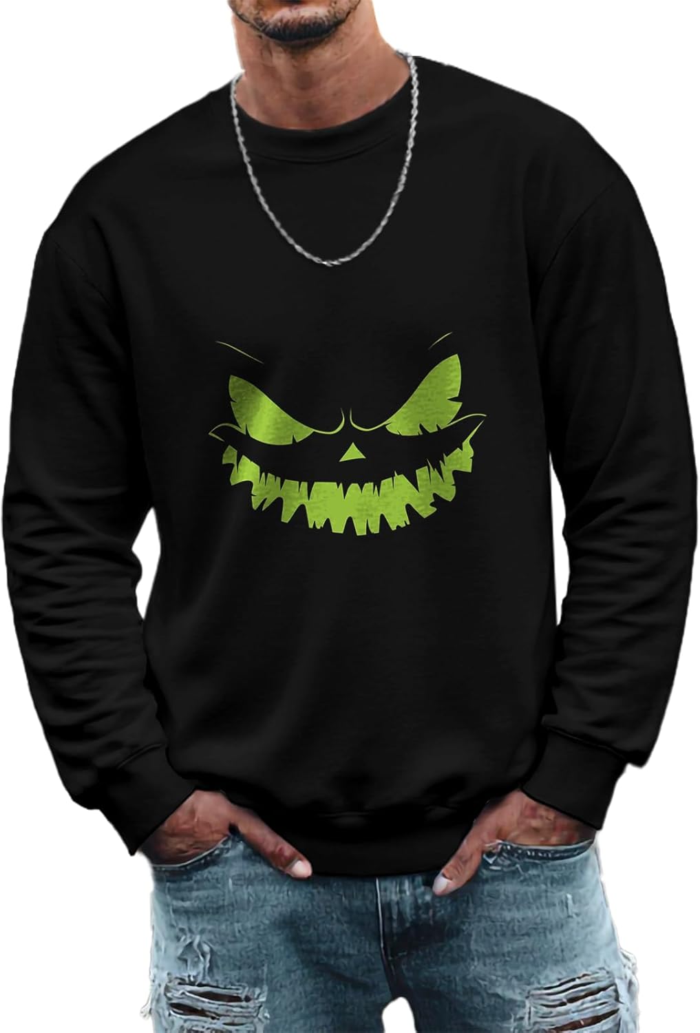 Men's Sweatshirts Novelty Halloween Graphic Print Long Sleeve Loose Caual Pullover Lightwieght Comfy Fall T Shirts