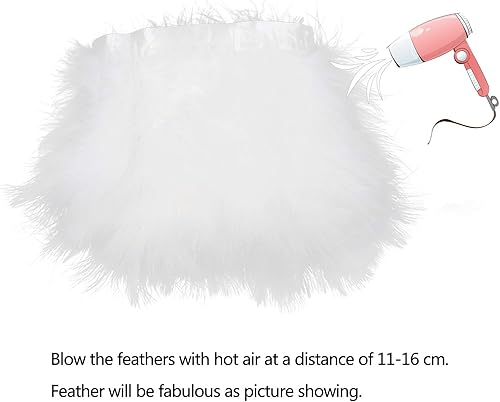 Miniatura 6 de AWAYTR Pavo Marabou Hackle - Adorno de flecos de plumas esponjosas de 6 a 8 pulgadas de ancho paquete de 2 yardas blanco