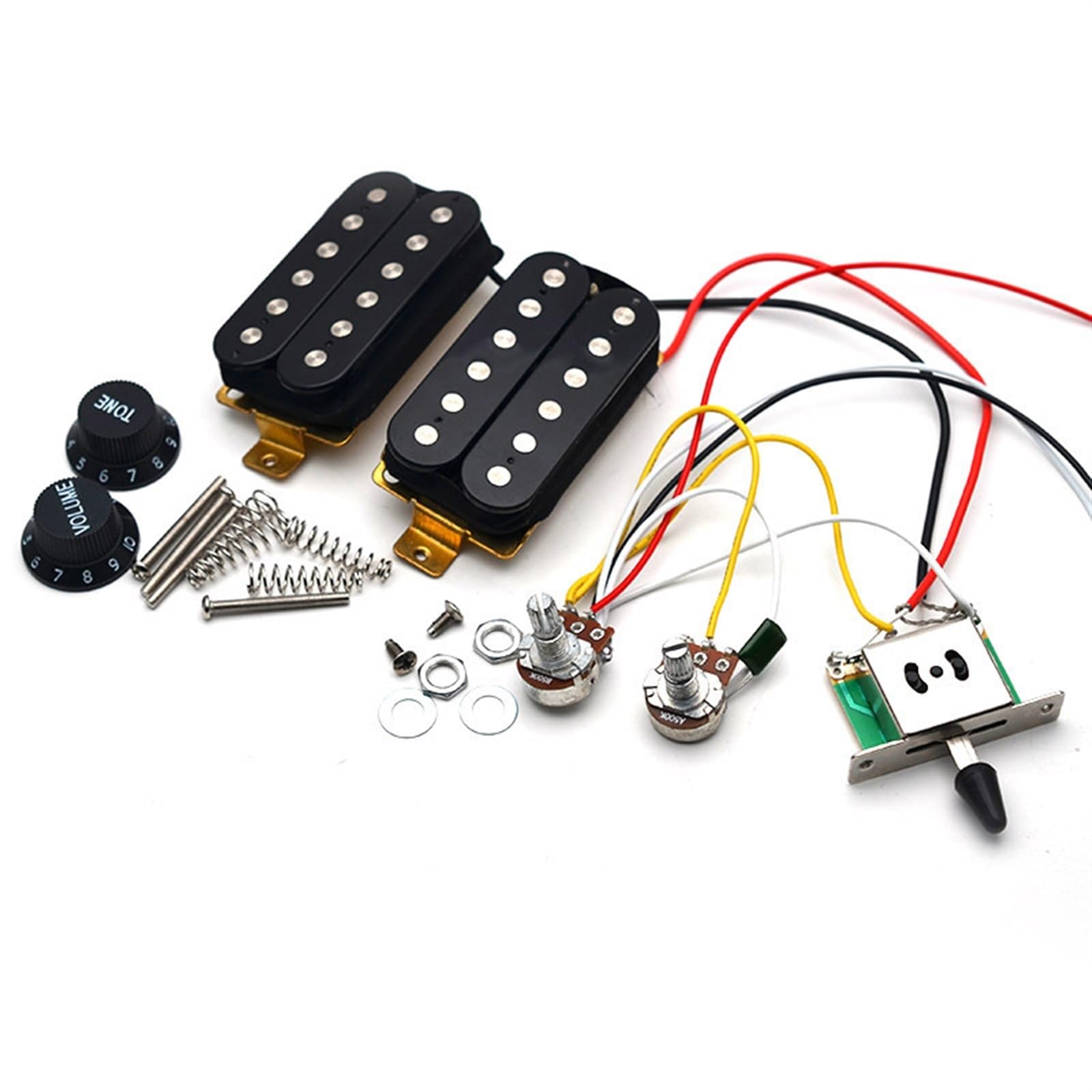 Przetworniki Do Gitary Elektrycznej HH Pełny Zestaw Przetworników Liniowych Z Potencjometrem Pasujące Do Gitary Elektrycznej ST Czarny(Black)
