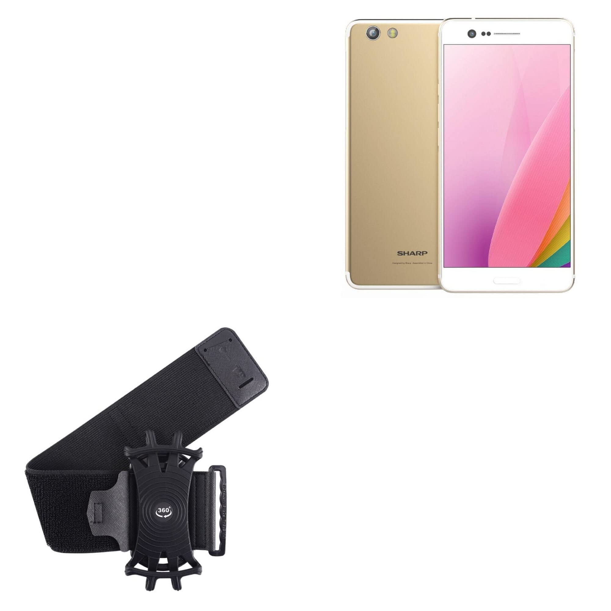 BoxWave Holster Compatible with Sharp Z3 - ActiveStretch Sport Armband, Adjustable Armband for Workout and Running - Jet Black