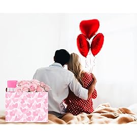 CLOCOR Rectangular Storage Basket Empty,Pink Valentines\' Day Gift Basket,Waterproof Storage Bin with Handles,Room Decor(Double Pink Heart)