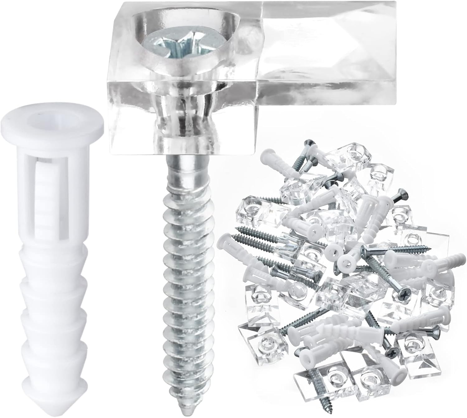 20 Pack 34mm Frameless Mirror Holder Clips Clear Mirror