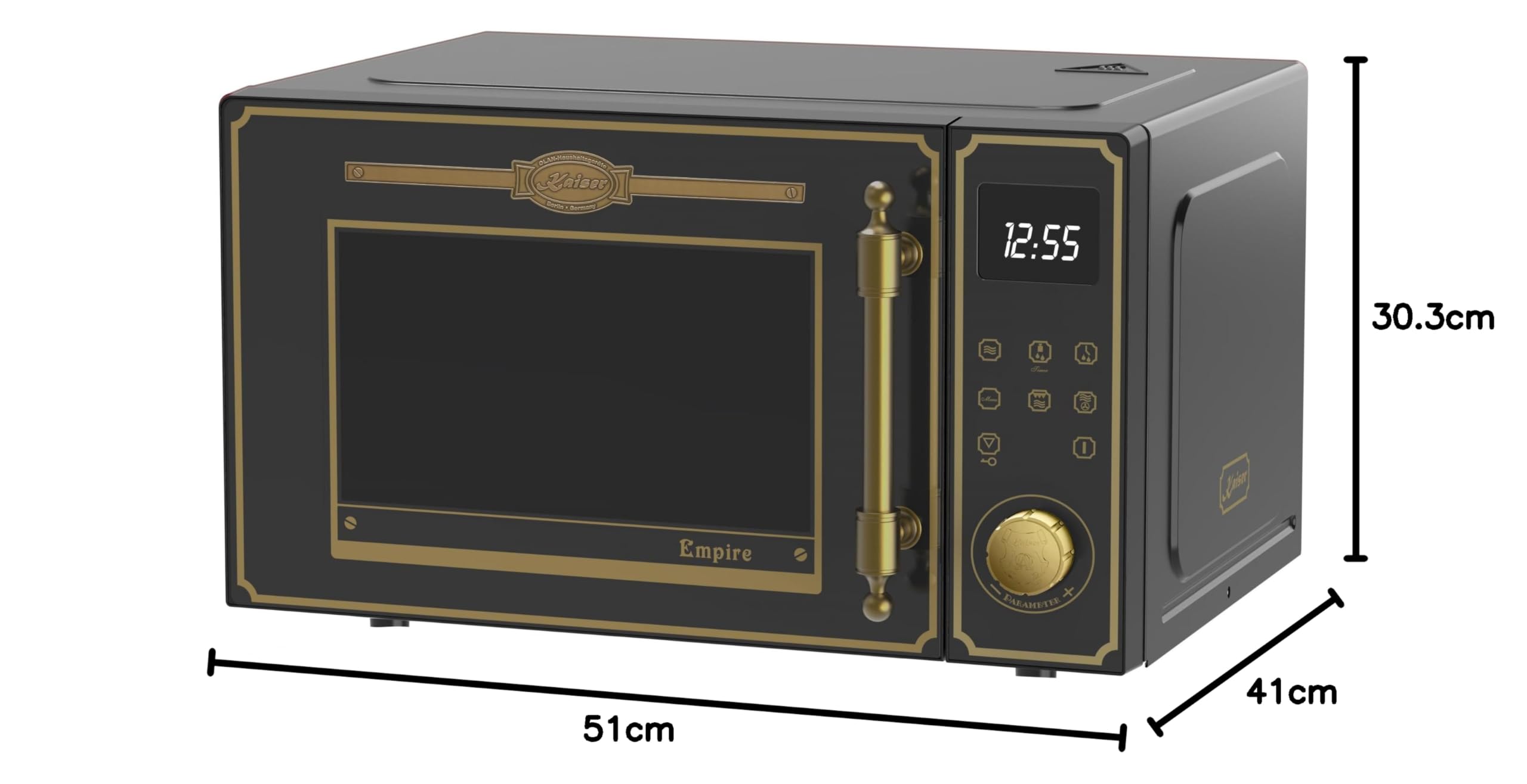 Kaiser Empire M 2530 Em Four à micro-ondes 25 l avec grille à air chaud 25 fonctions + grille-pain rétro T 4000 Em 6 niveaux de grillage, fonction décongélation, fonction réchauffement, grille