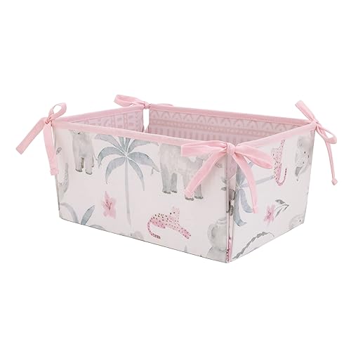 Miniatura 7 de NoJo Tropical Princess Elephant/Jungle Pink and Green - Juego de ropa de cama para cuna de 4 piezas, edredón, sábana bajera para cuna, volantes y