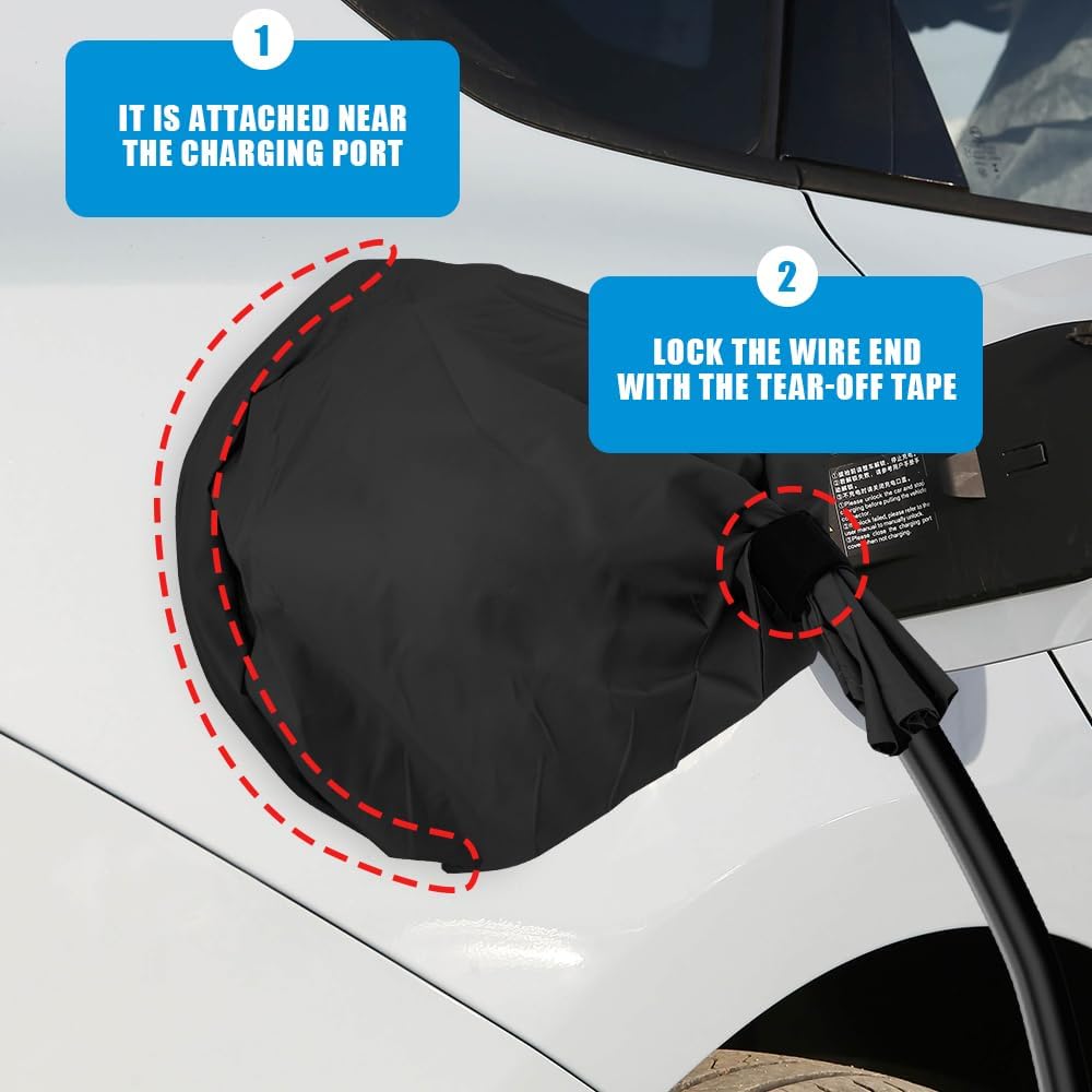 EV Charger Plug Port Cover, Car Charging Cover, Magnetic Adsorption Electric Car Charging Port Cover, Snow Sun Protection Waterproof Rainproof Charger Protection for All-Weather Use (Black)