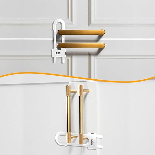 Miniatura 7 de Paquete de 4 cerraduras deslizantes para gabinete, a prueba de bebés, pestillos de seguridad para niños en forma de U, cerraduras blancas ajustables