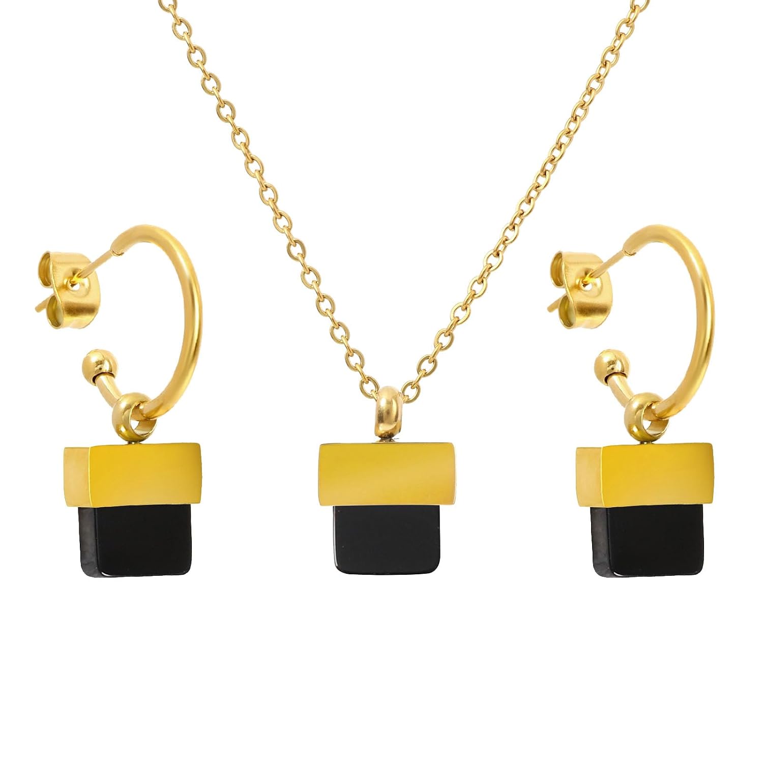 Natural Stone Necklace and Earrings Set for Women 18K Gold Plated Healing Gemstone Minimalist Jewelry Set Gift for Her