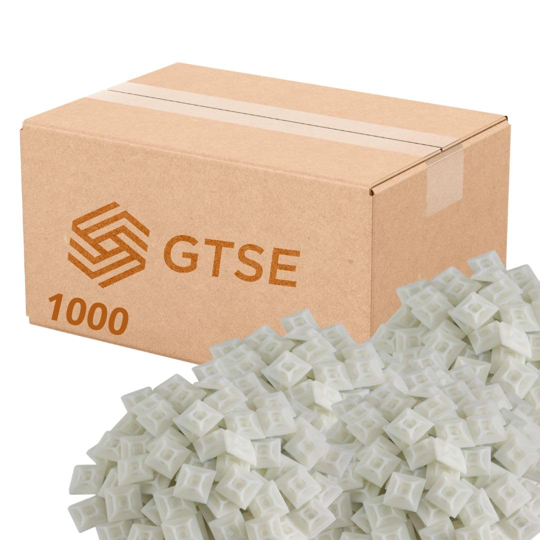 1,000 Pack of White Cable Tie Bases - 28mm x 28mm - Premium Adhesive Fixing Mounts by Gocableties