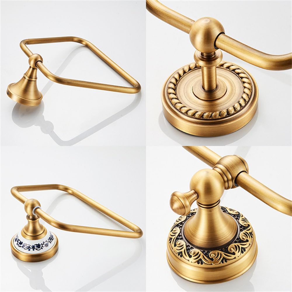 Antique Bronze Wall Mounted Brass Bath Bathroom Towel Ring Towel Holder,Gold 3,22 * 15 * 5cm