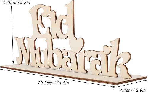 Miniatura 5 de Pssopp Letrero de madera de Eid de madera para Ramadán, decoración de Eid Mubarak, decoración de letras de madera, adornos de letras de Eid Mubarak,