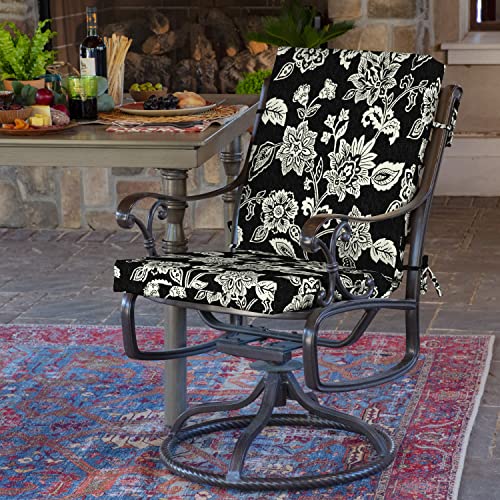 Image of Arden 2-Pack Patio Dining Outdoor Chair Cushions, 20x44, Rain-Proof Seat Pad, Fade-Resistant Outdoor Cushion Ashland Black Jacobean