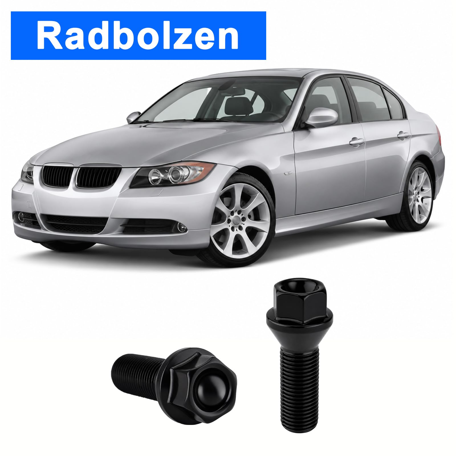 20x Radschrauben und Muttern kompatibel mit M12x1,5:1er E81 E87 3er E21 E30 E36 E46 E90 5er E12 E28 E34 E60 E61 6er E24 E64 1975-2017 610-574 36136781150