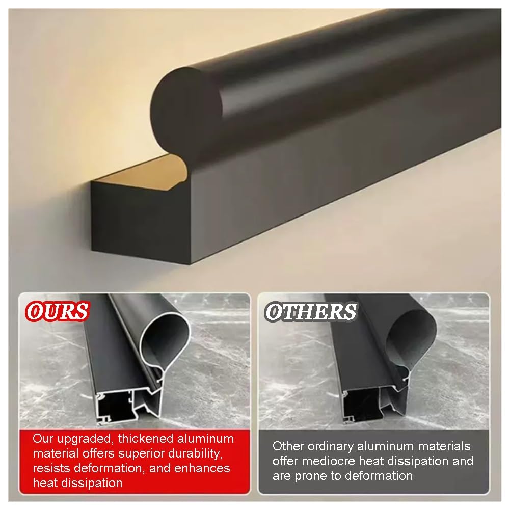 Aluminiowa balustrada LED z czujnikiem ciała, zestaw Luminescencyjny poręcz do wejścia do werandy na zewnątrz (biała, 100 cm / 3.3ft) - inteligentne oświetlenie Solut