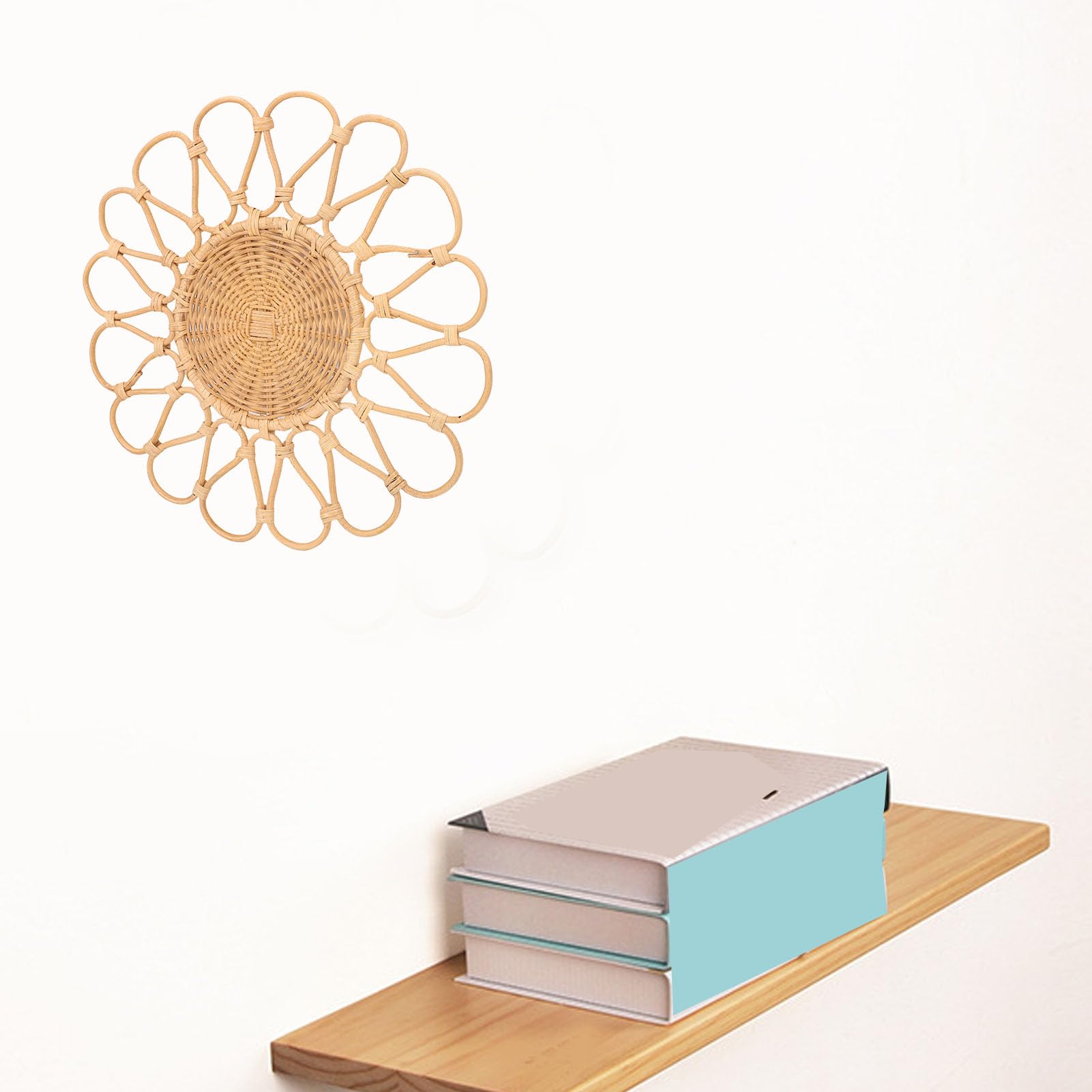 Tissting Decoración de Pared de ratán con Forma de Girasol - Colgante Tejido a Mano de 38 cm para Sala de Estar, Pasillo o Dormitorio, Arte Natural Bohemio